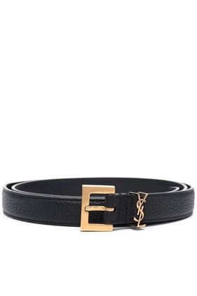 Black leather monogram square-buckle belt SAINT LAURENT | 554465DTI0W1000